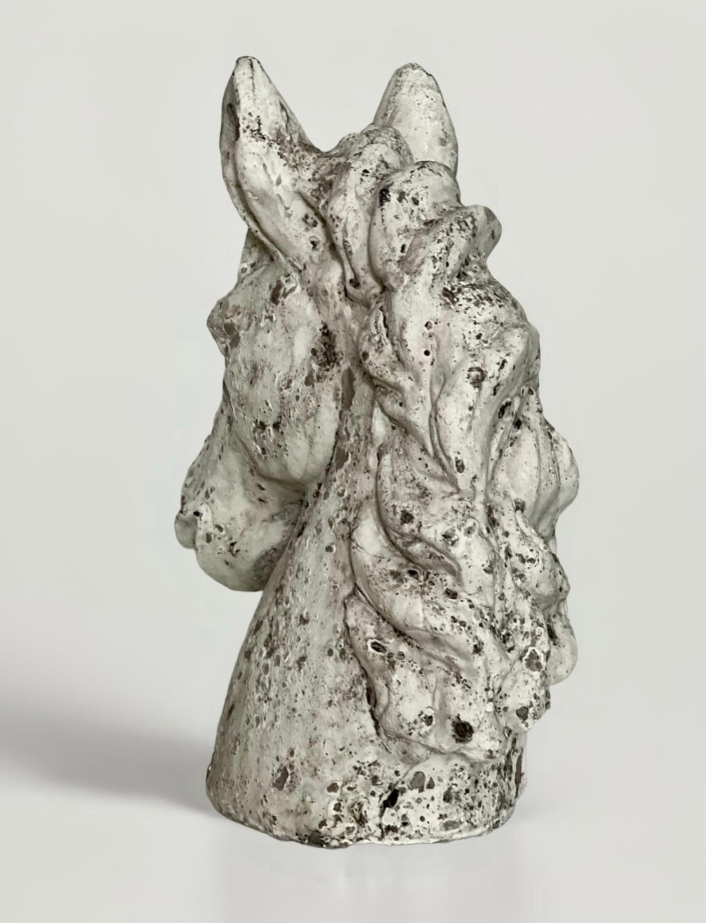 20th Century Cast Cement Horse Head Bust In Good Condition For Sale In Doylestown, PA
