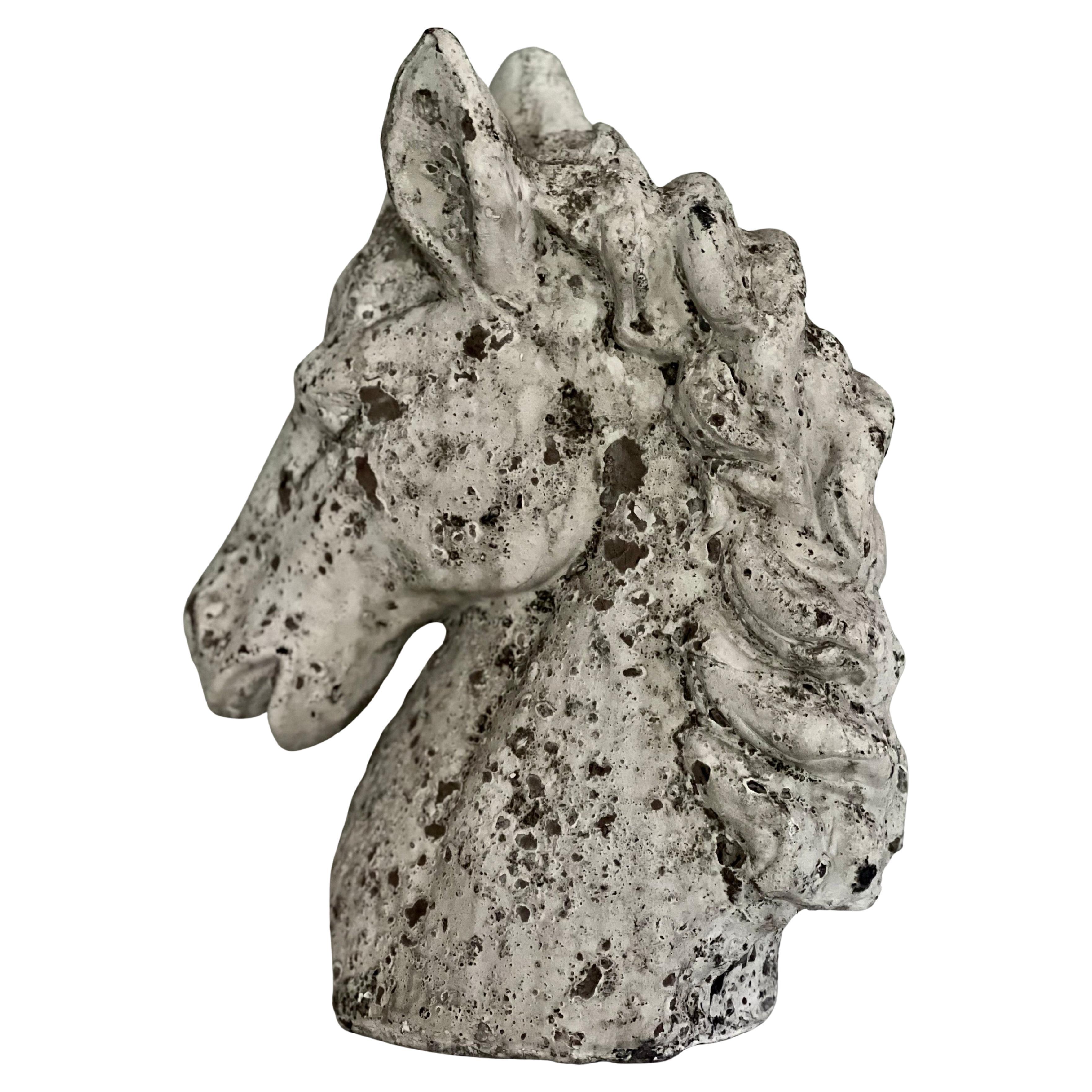 20th Century Cast Cement Horse Head Bust For Sale