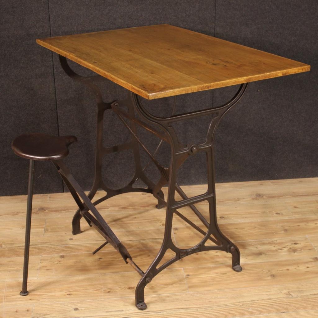 20th Century Cast Iron and Wood Vintage Italian Technical Drawing Table, 1940 6