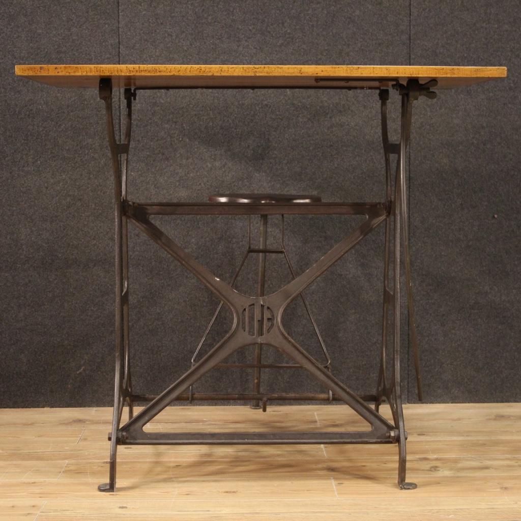 Mid-20th Century 20th Century Cast Iron and Wood Vintage Italian Technical Drawing Table, 1940