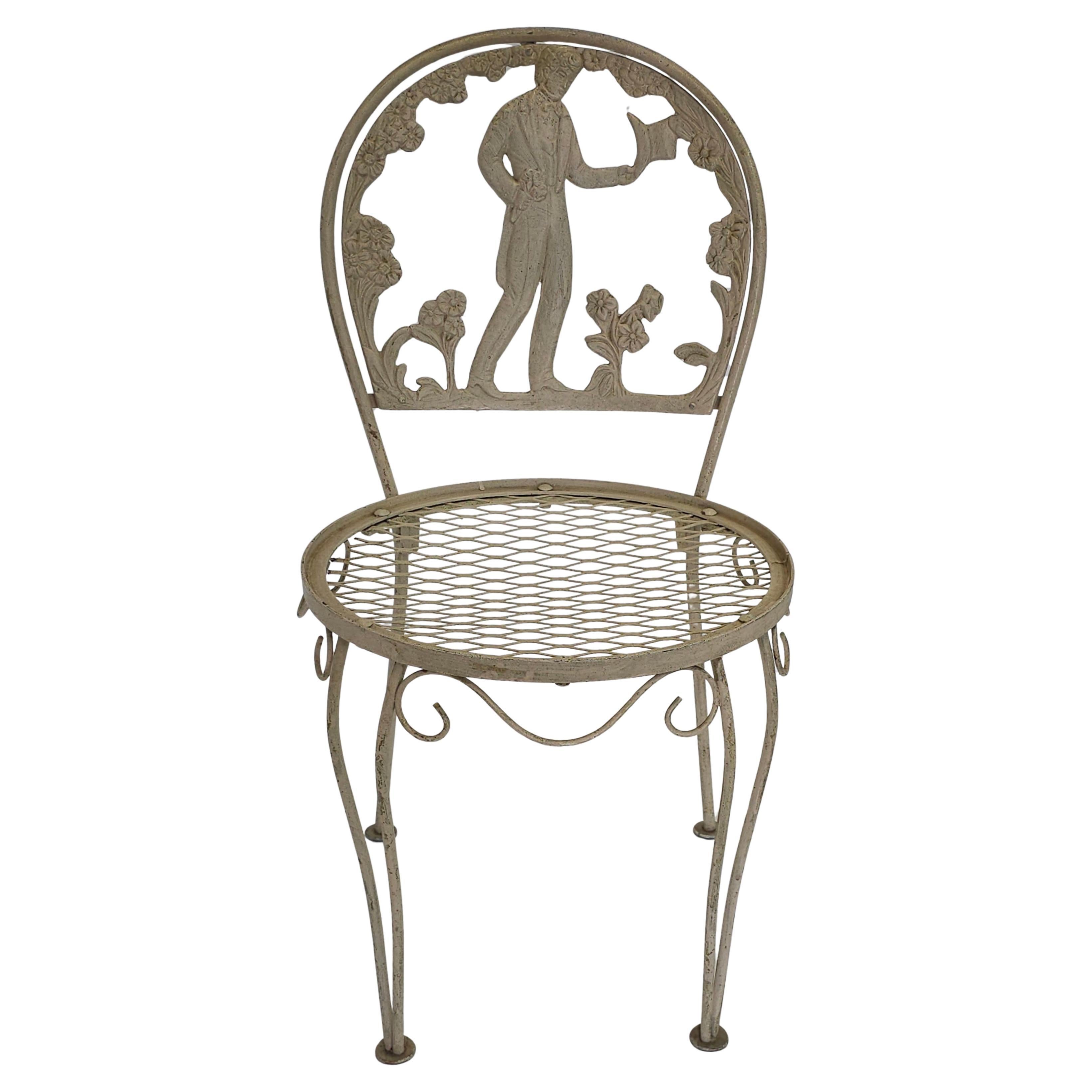 20th Century Cast Iron Figural Back Garden Chair