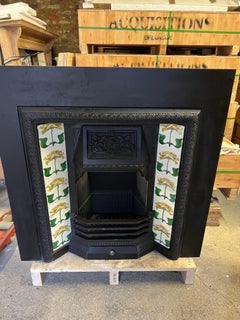 Early 20th Century Cast Iron Tiled Fireplace Insert
