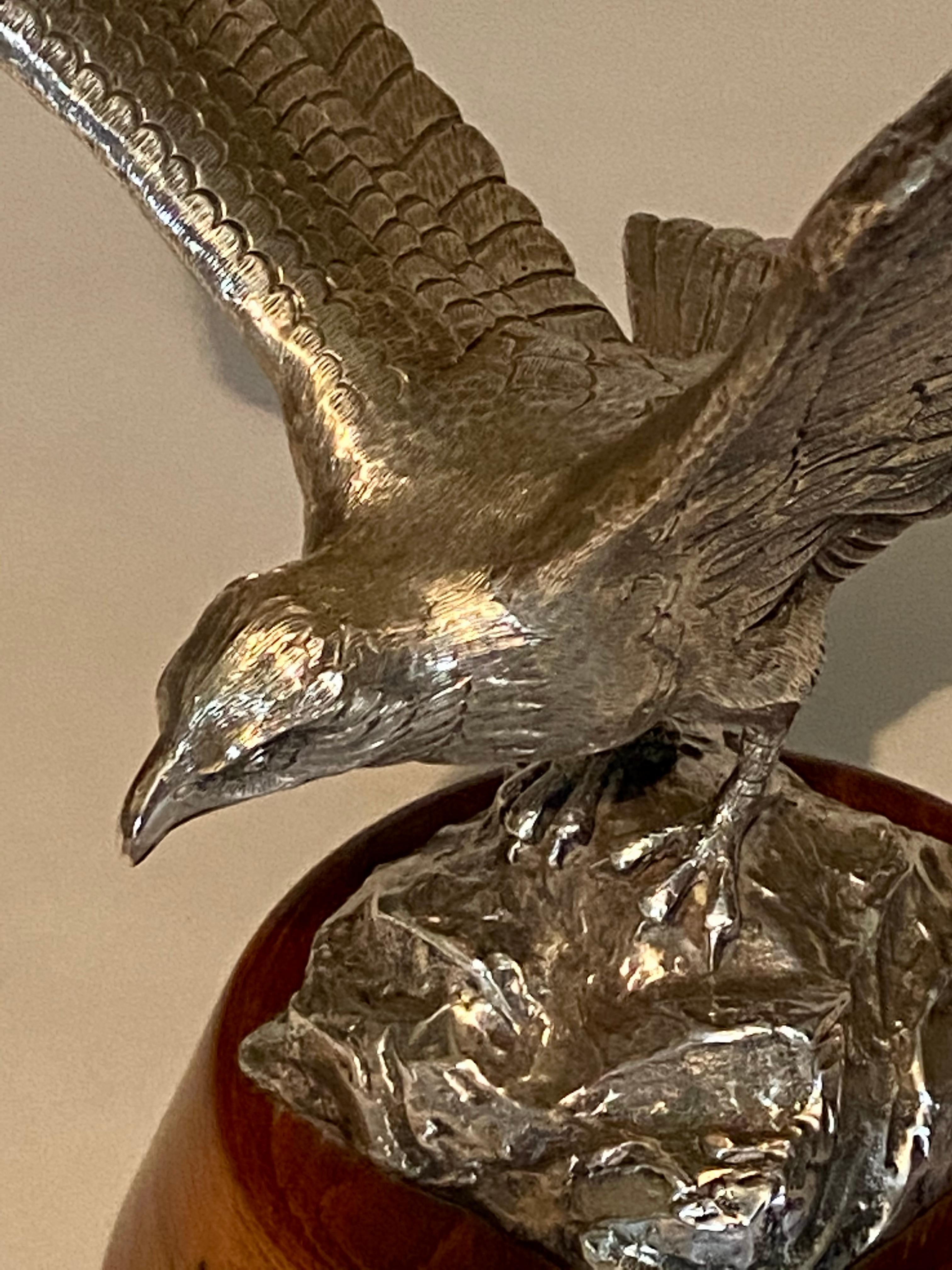 Victorian 20th Century Cast Silver Model of an Eagle For Sale