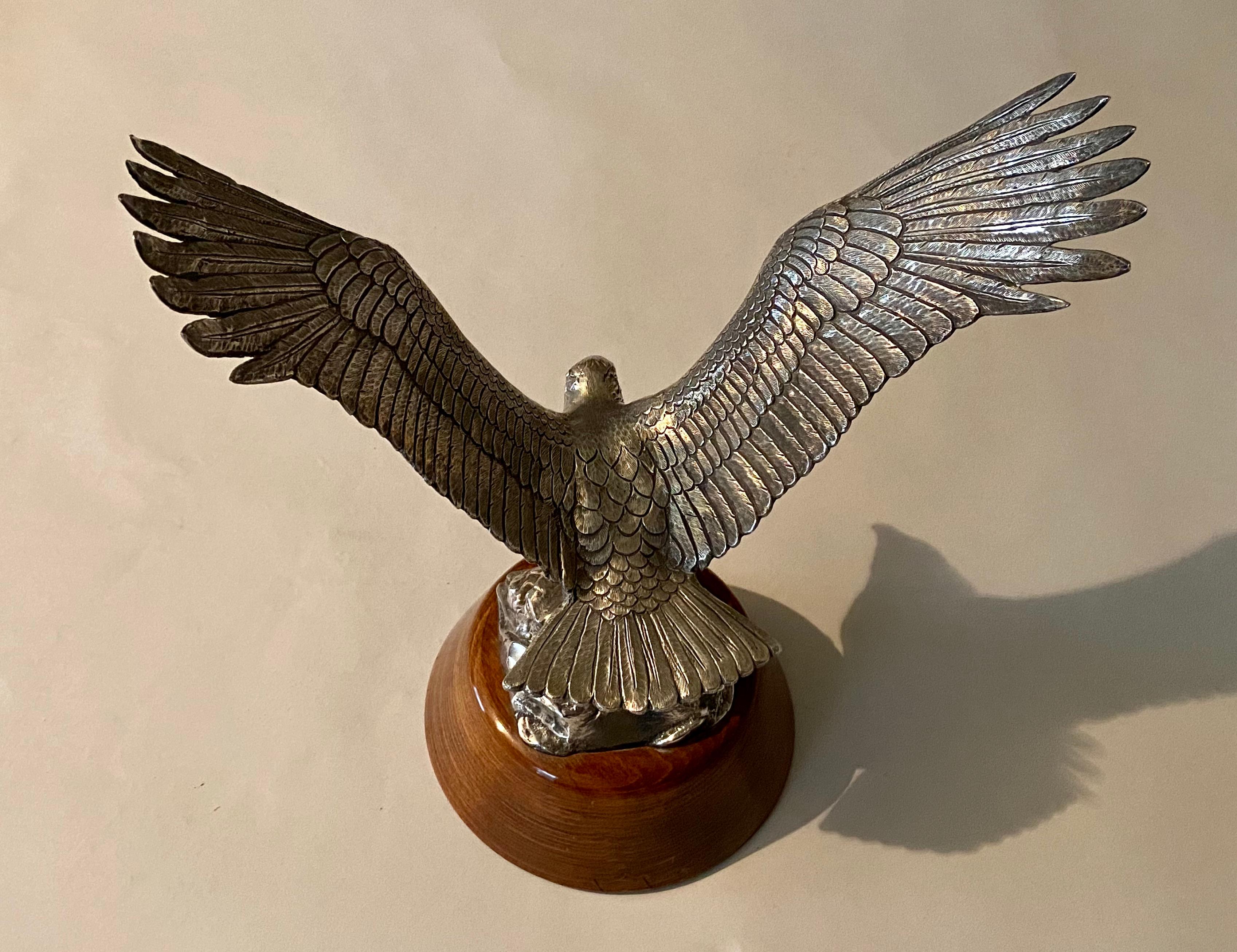 European 20th Century Cast Silver Model of an Eagle For Sale