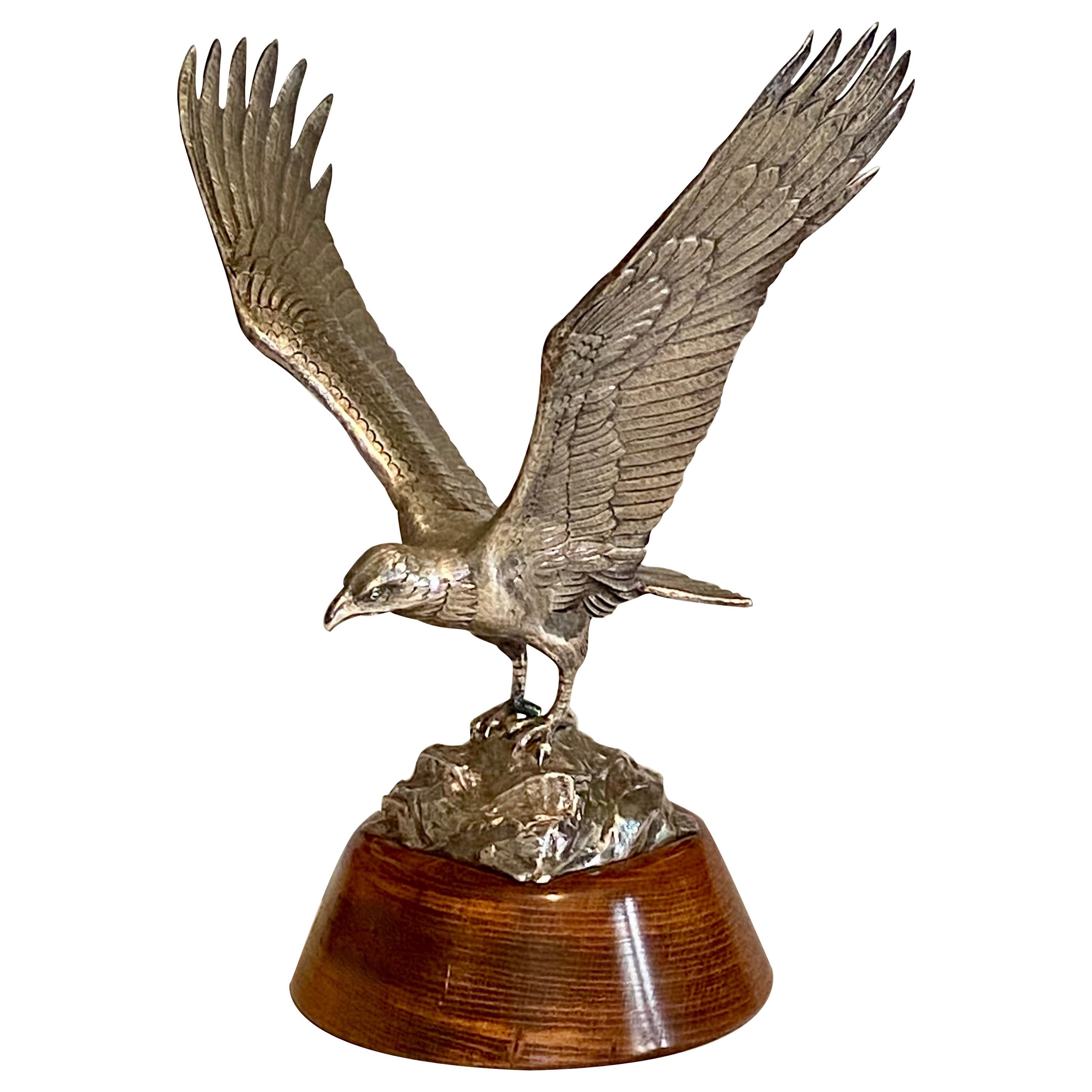 20th Century Cast Silver Model of an Eagle For Sale