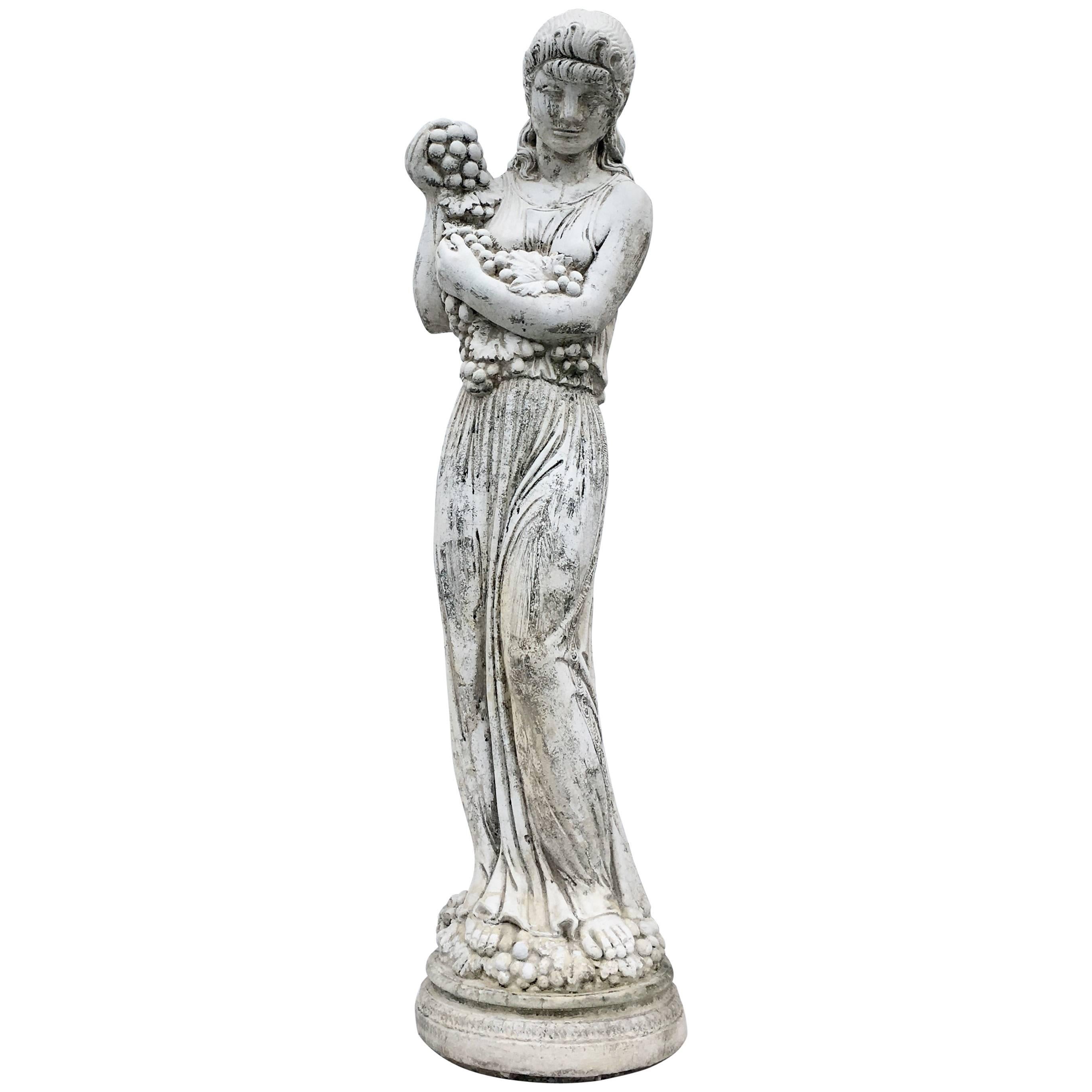 20th century cast stone Classical Greek goddess sculpture. This 39