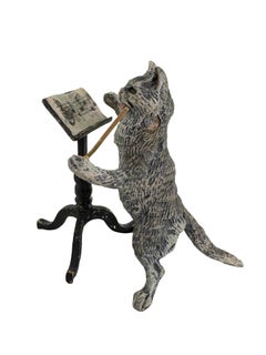 20th Century Cat Musician Conductor Austrian Vienna Bronze Miniature Figure