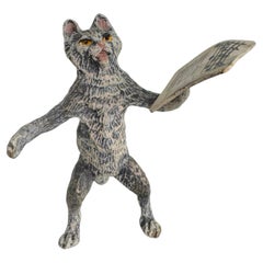 20th Century Cat Musician Vocalist Austrian Vienna Bronze Miniature Figure