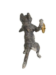 20th Century Cat Musician with Triangle Austrian Vienna Bronze Miniature Figure