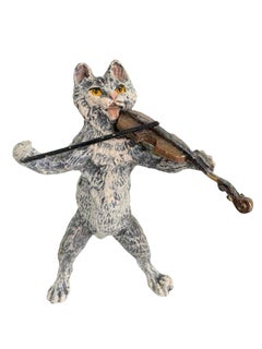 20th Century Cat Musician with Violin Austrian Vienna Bronze Miniature Figure