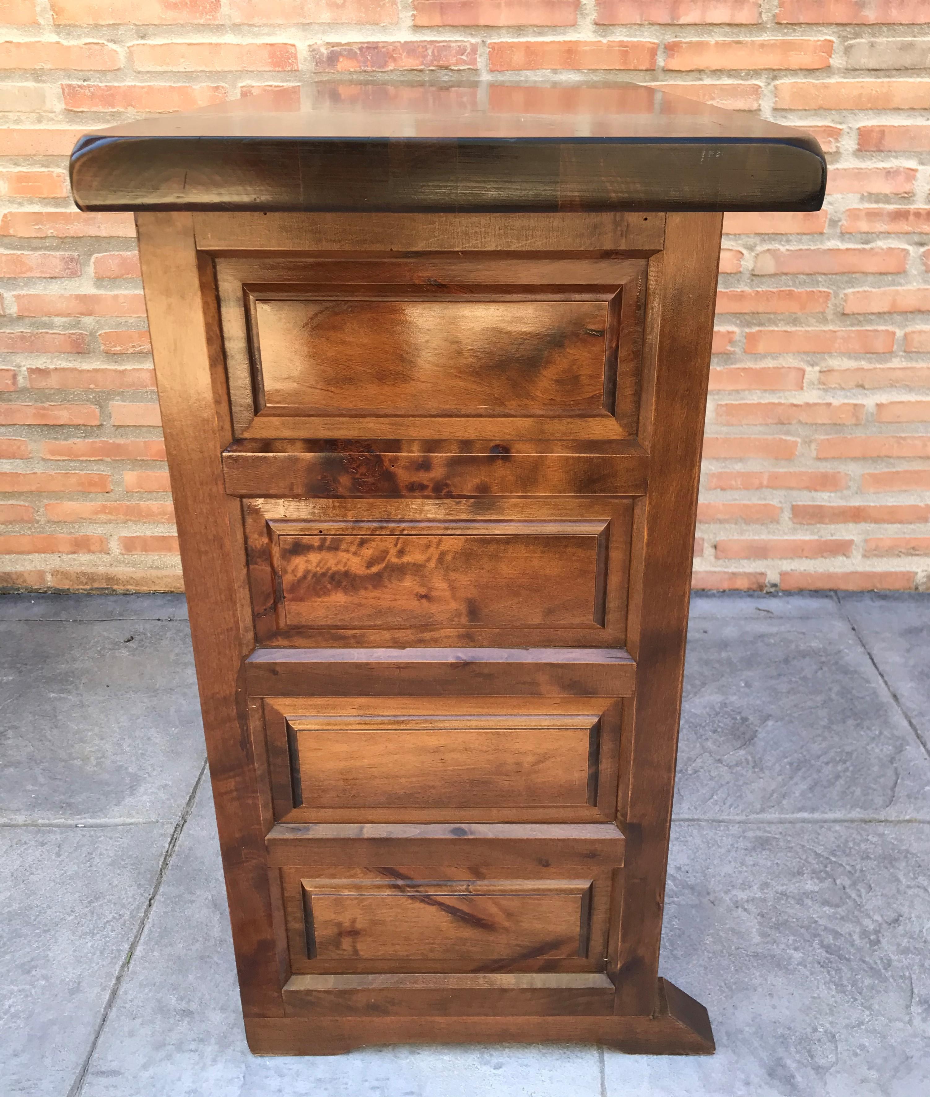 20th Century Catalan Spanish Carved Walnut Chest of Drawers, Highboy or Console 1