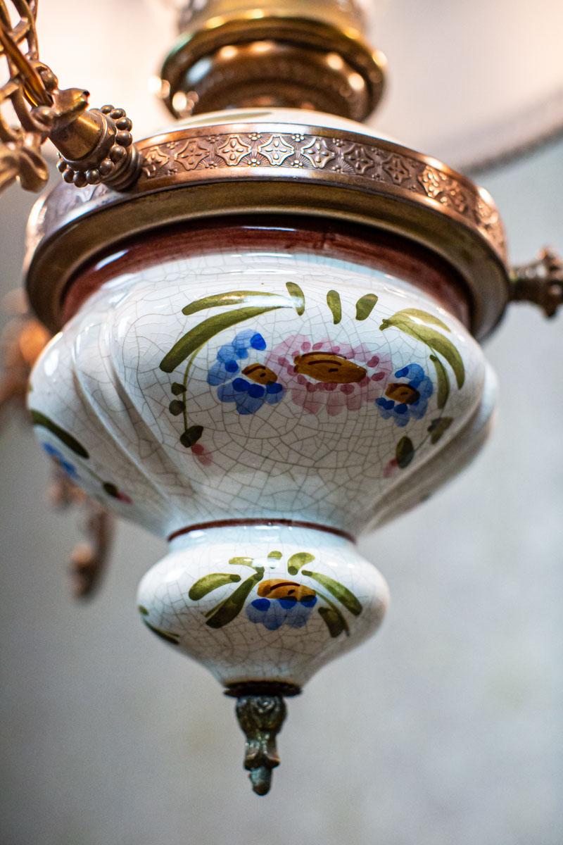20th Century Chandelier from the 1960s-1970s Stylized as Kerosene Lamp