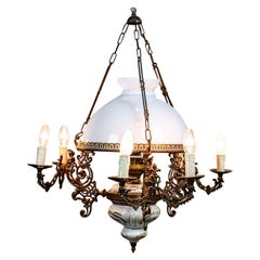 Retro Chandelier from the 1960s-1970s Stylized as Kerosene Lamp