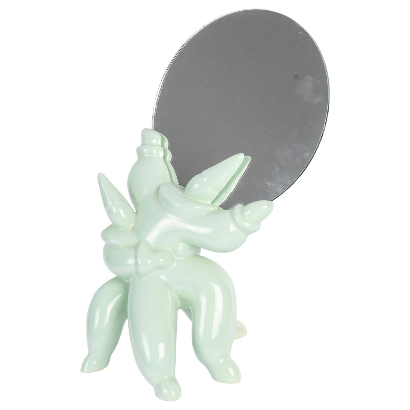 20th-Century Celadon Earthenware Table Mirror By Jean Boggio. For Sale