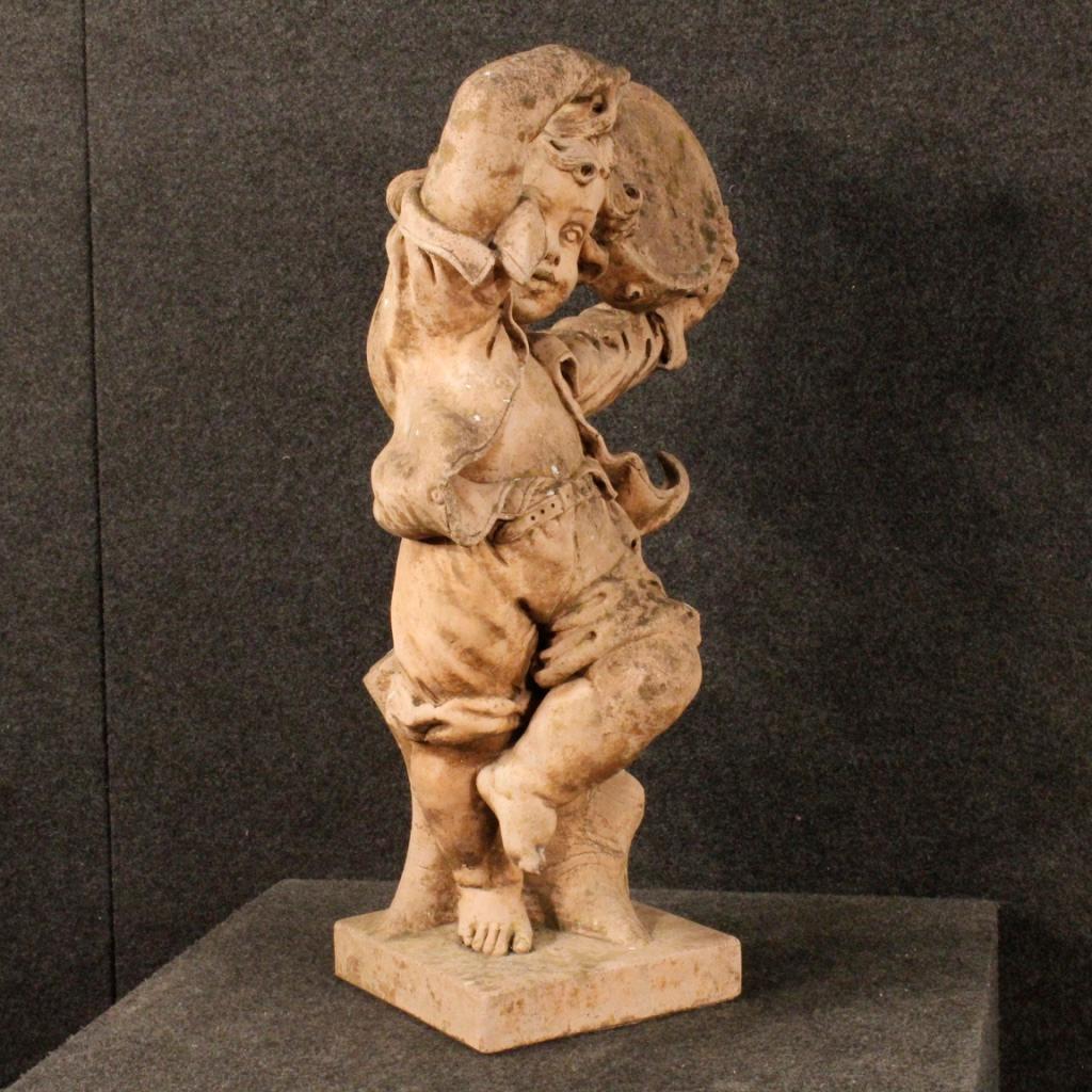 20th Century Cement French Dancing Child with Tambourine Sculpture, 1980 6