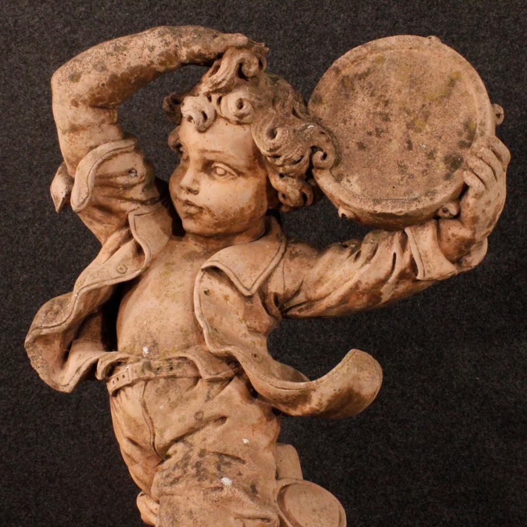 20th Century Cement French Dancing Child with Tambourine Sculpture, 1980 8
