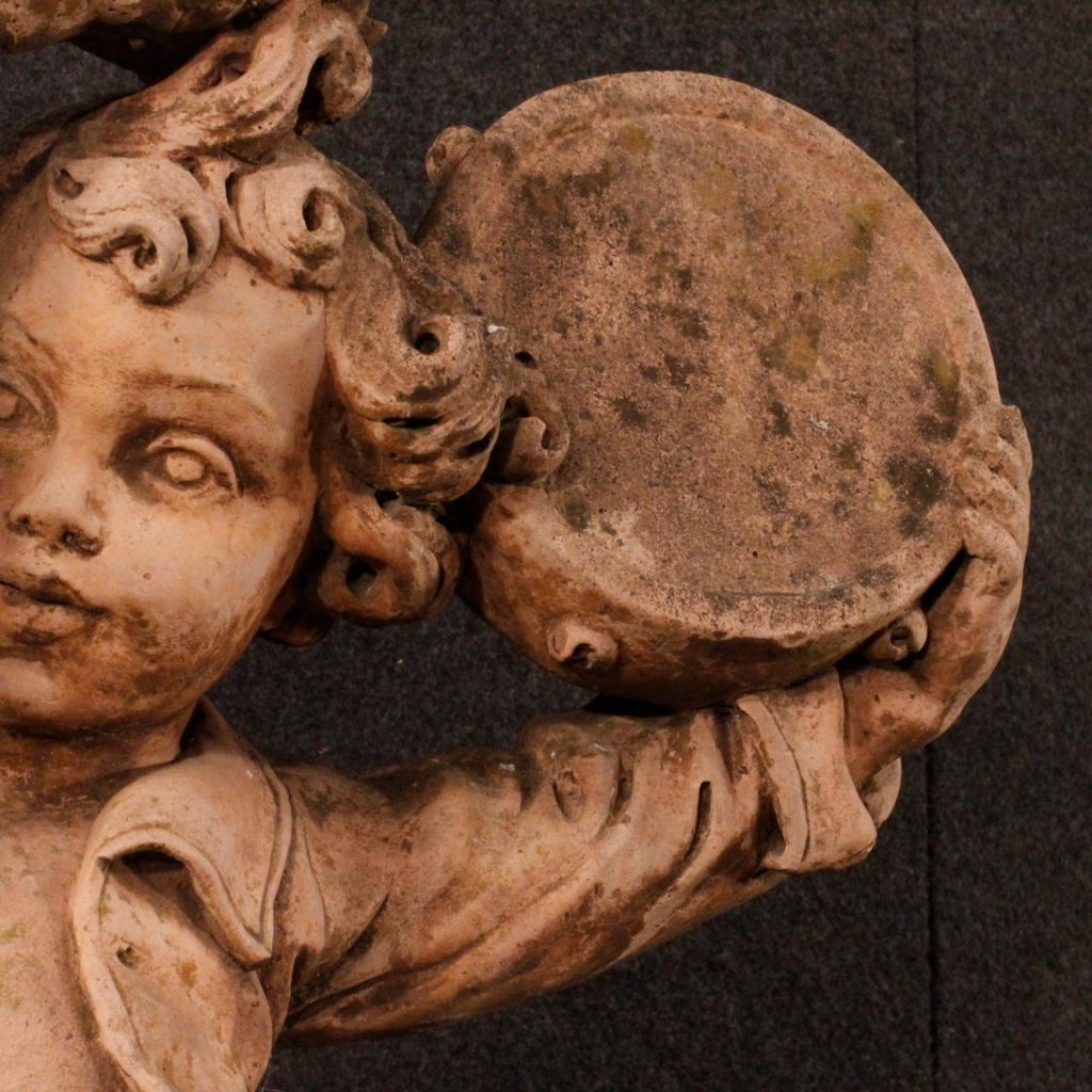 20th Century Cement French Dancing Child with Tambourine Sculpture, 1980 5