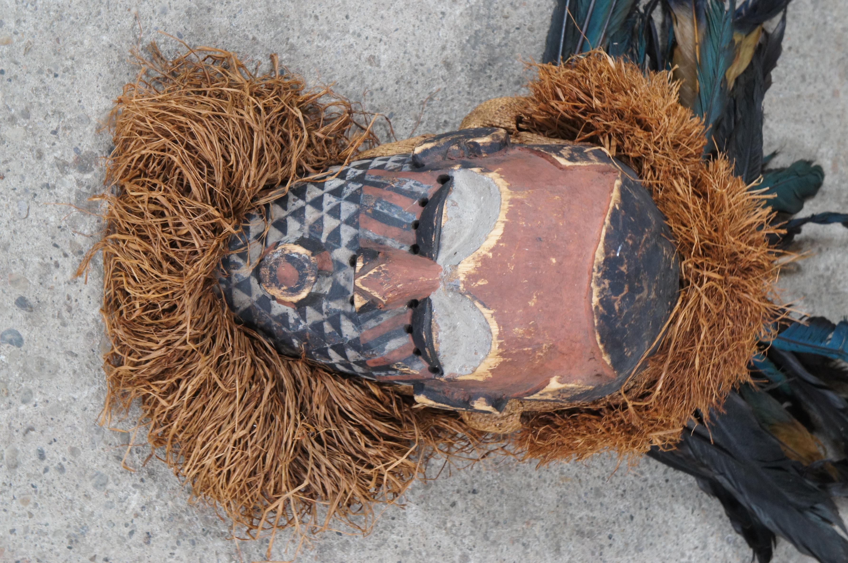 Hardwood 20th Century Central African Ceremonial Tribal Bakuba Mask Helmet Bushongo 24