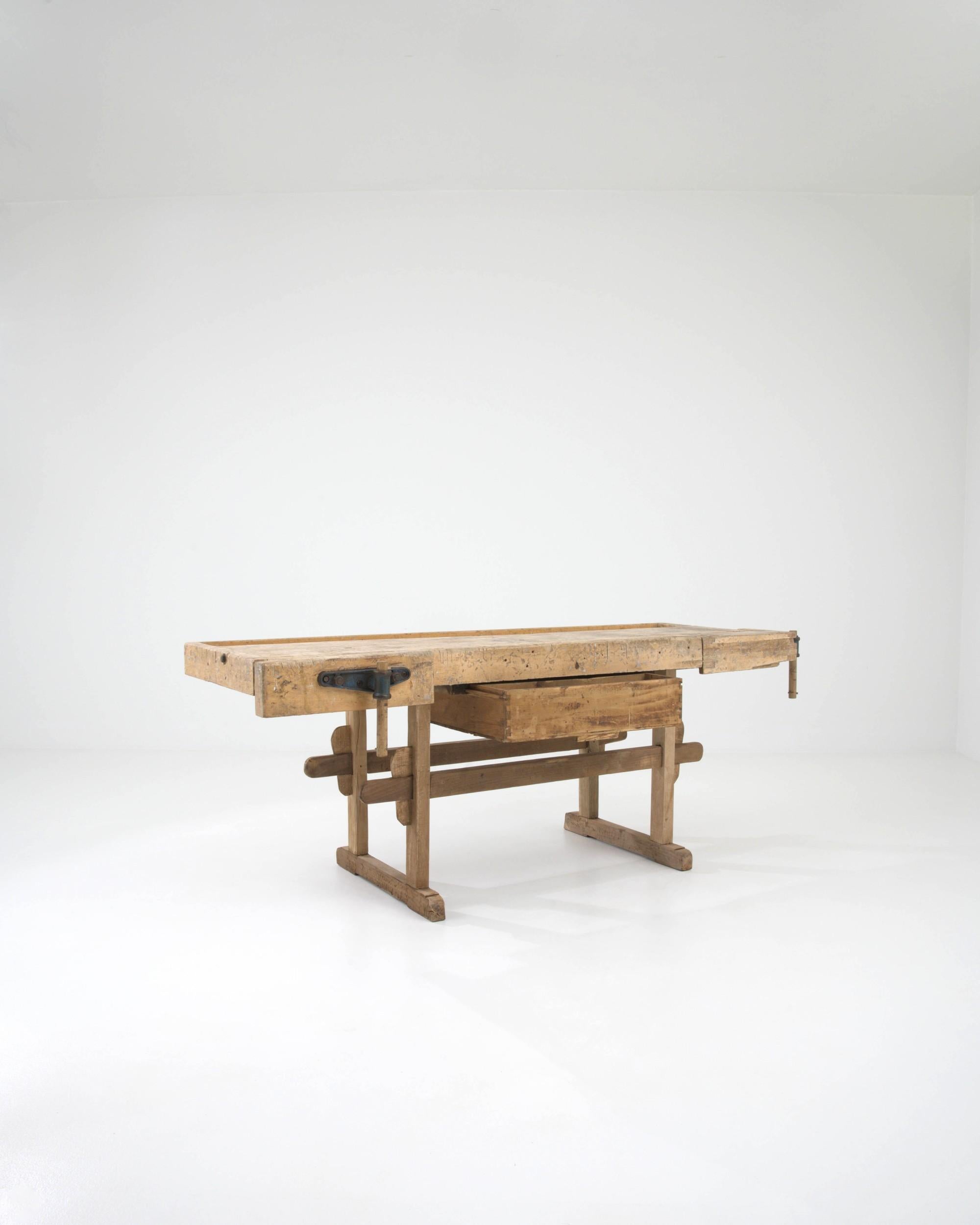 20th Century Central European Industrial Wooden Work Table For Sale 2