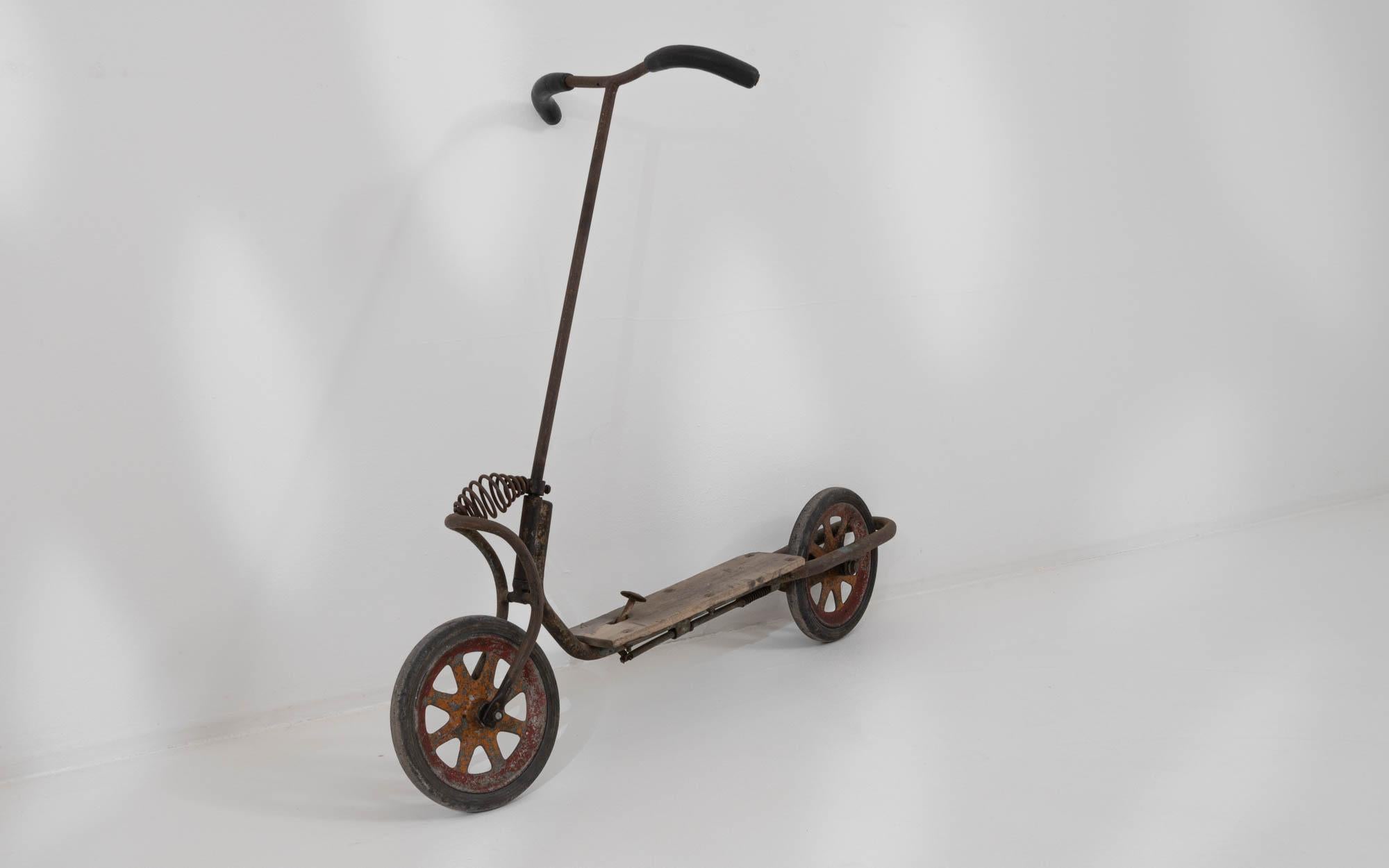 20th Century Central European Metal and Wooden Scooter For Sale 3