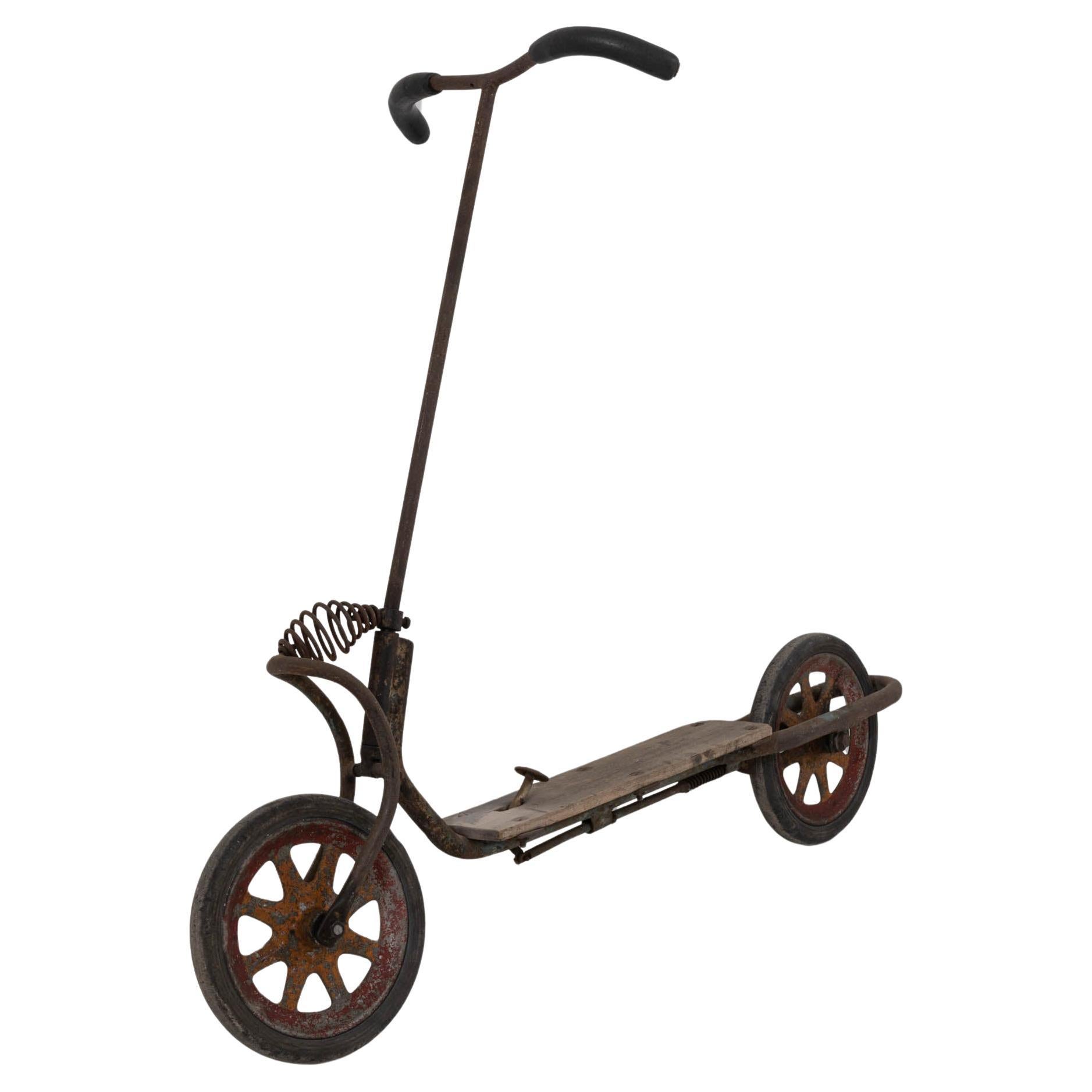 20th Century Central European Metal and Wooden Scooter For Sale