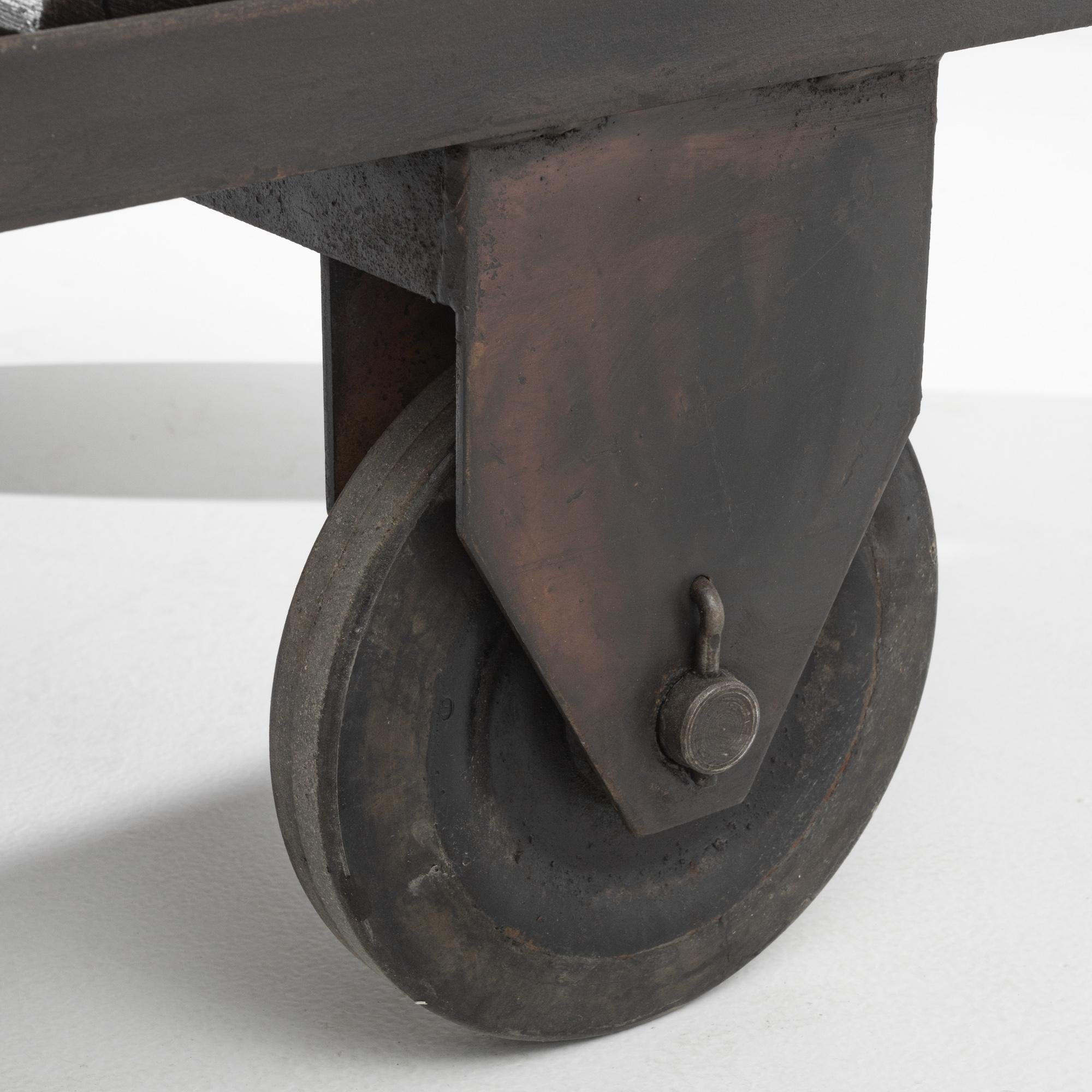 20th Century Central European Metal Table on Wheels 3