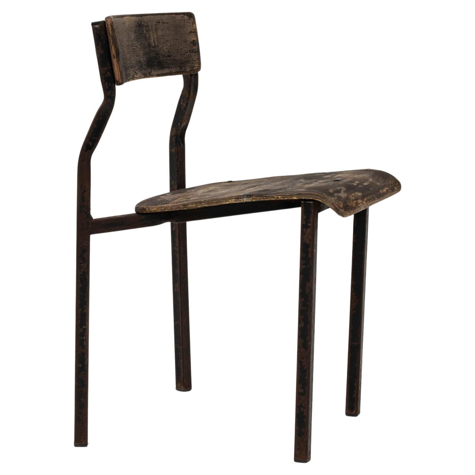 20th Century Central European Metal & Wooden Chair For Sale