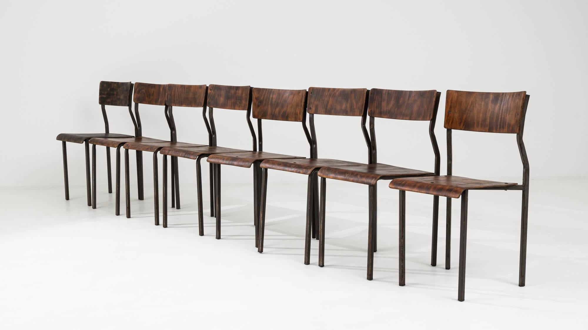 20th Century Central European Metal & Wooden Dining Chairs, Set of 4 For Sale 8
