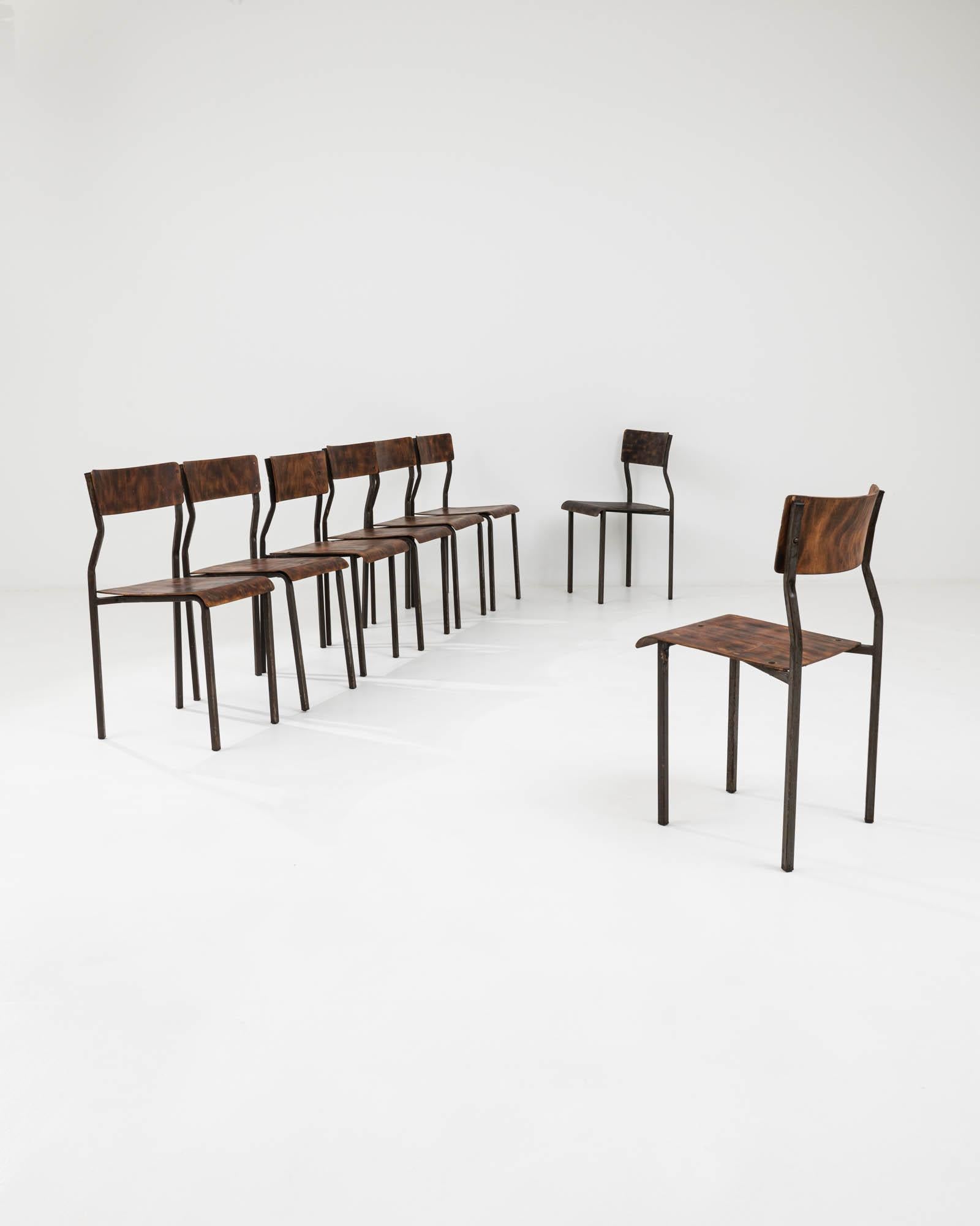 20th Century Central European Metal & Wooden Dining Chairs, Set of 4 For Sale 10