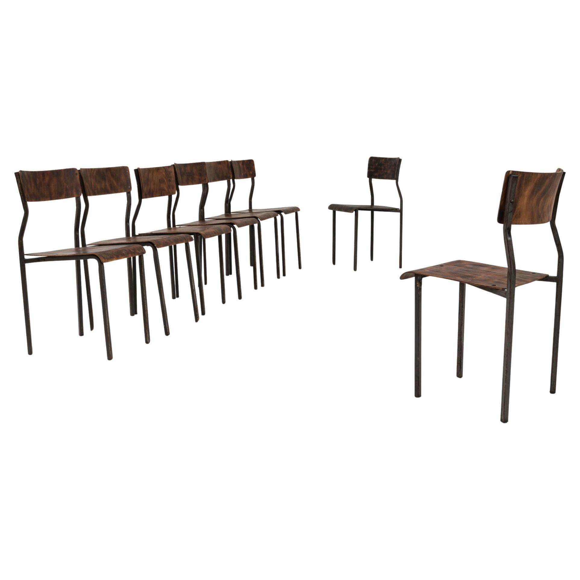20th Century Central European Metal & Wooden Dining Chairs, Set of 4 For Sale