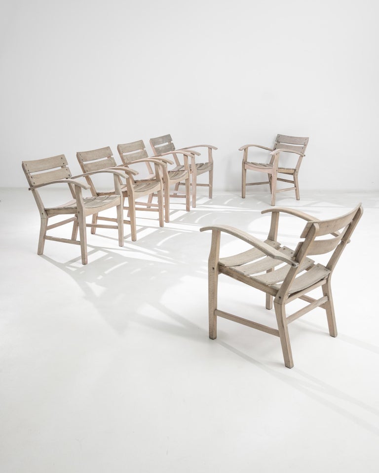 20th Century Central European Oak Garden Chairs, Set of Six For Sale at 1stDibs