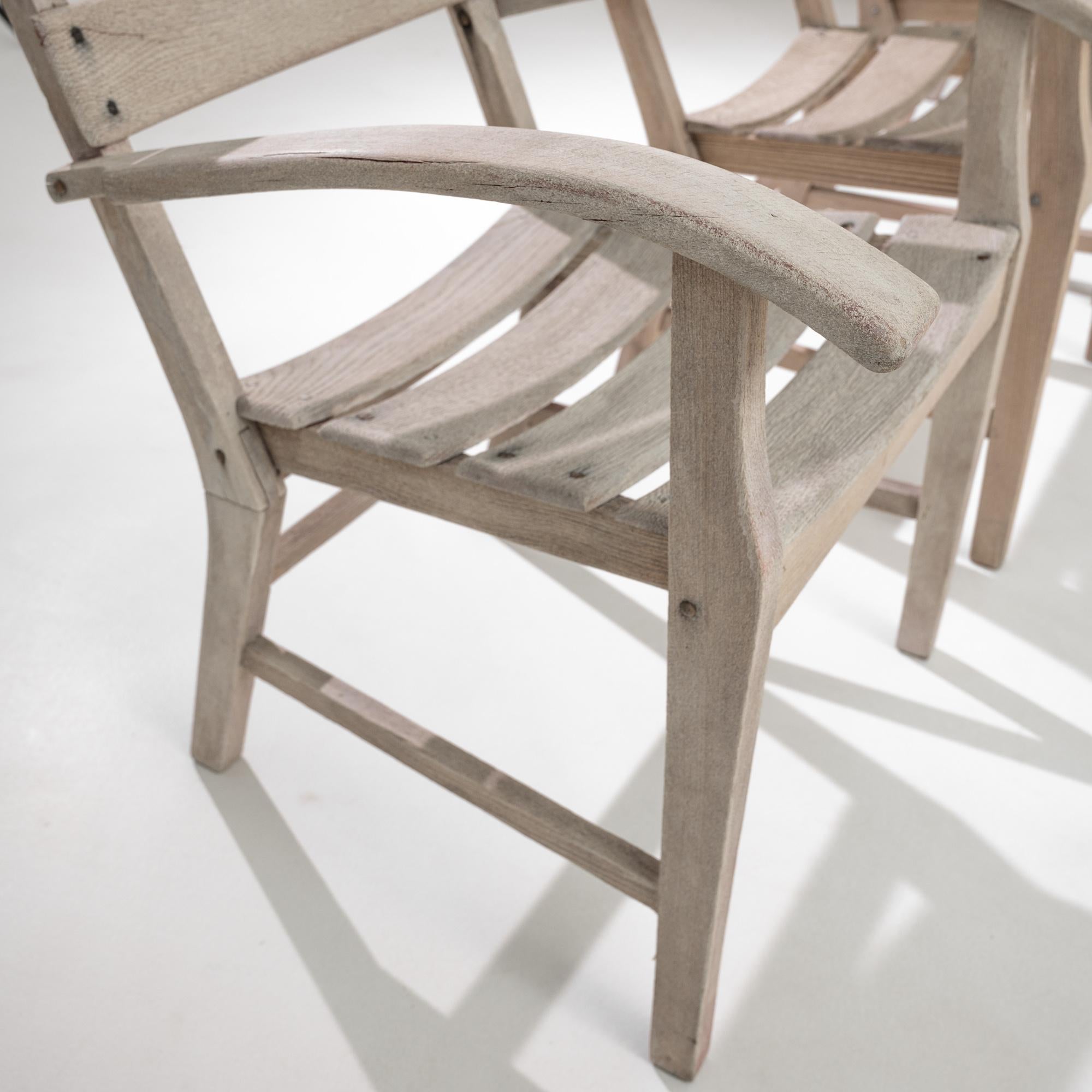 20th Century Central European Oak Garden Chairs, Set of Six at 1stDibs