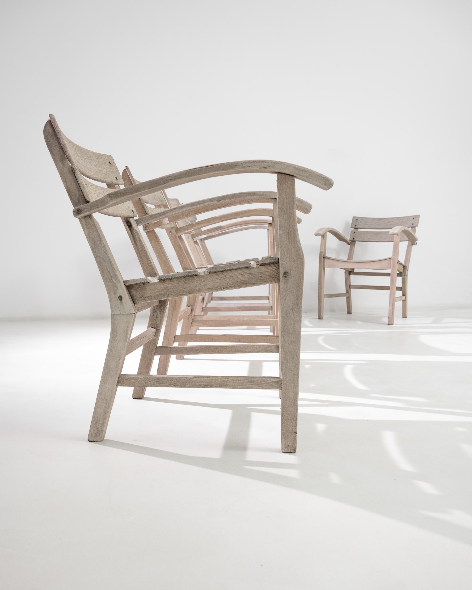 20th Century Central European Oak Garden Chairs, Set of Six at 1stDibs