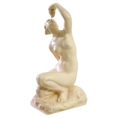 20th Century Central European Plaster Woman Sculpture