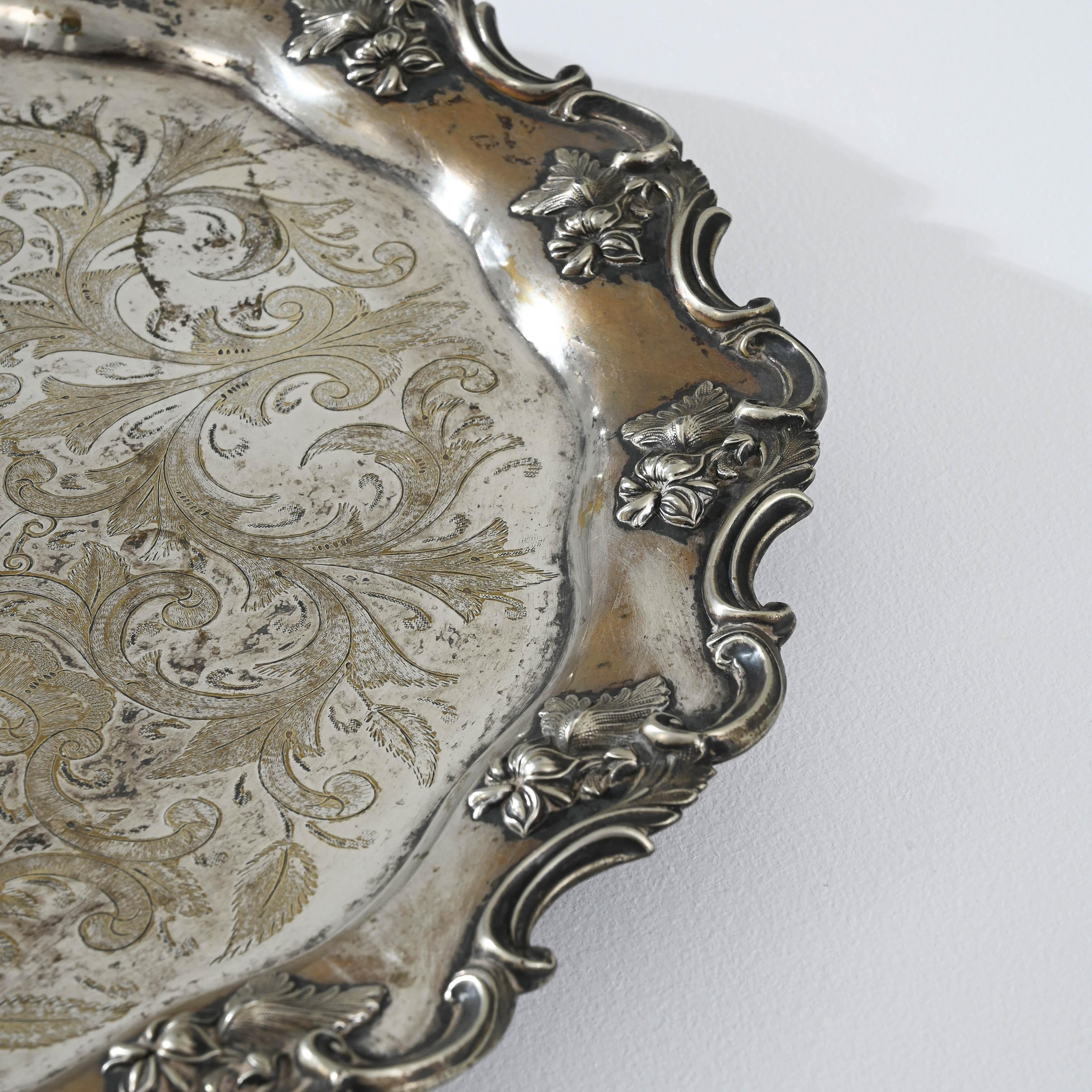 20th Century Central European Silver Plated Tray For Sale 6