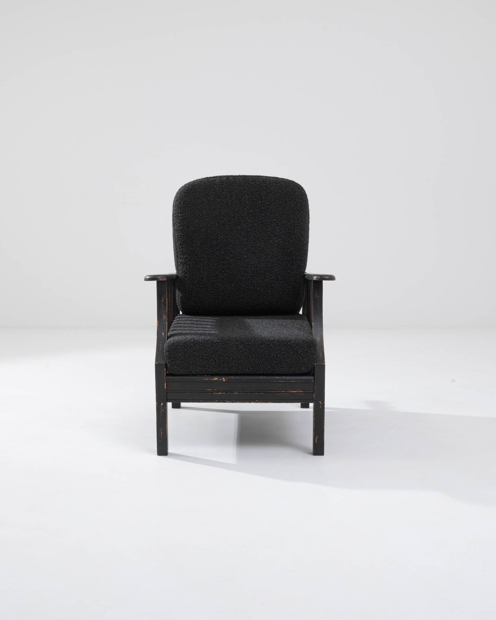 20th Century Central European Wooden Upholstered Armchair For Sale at