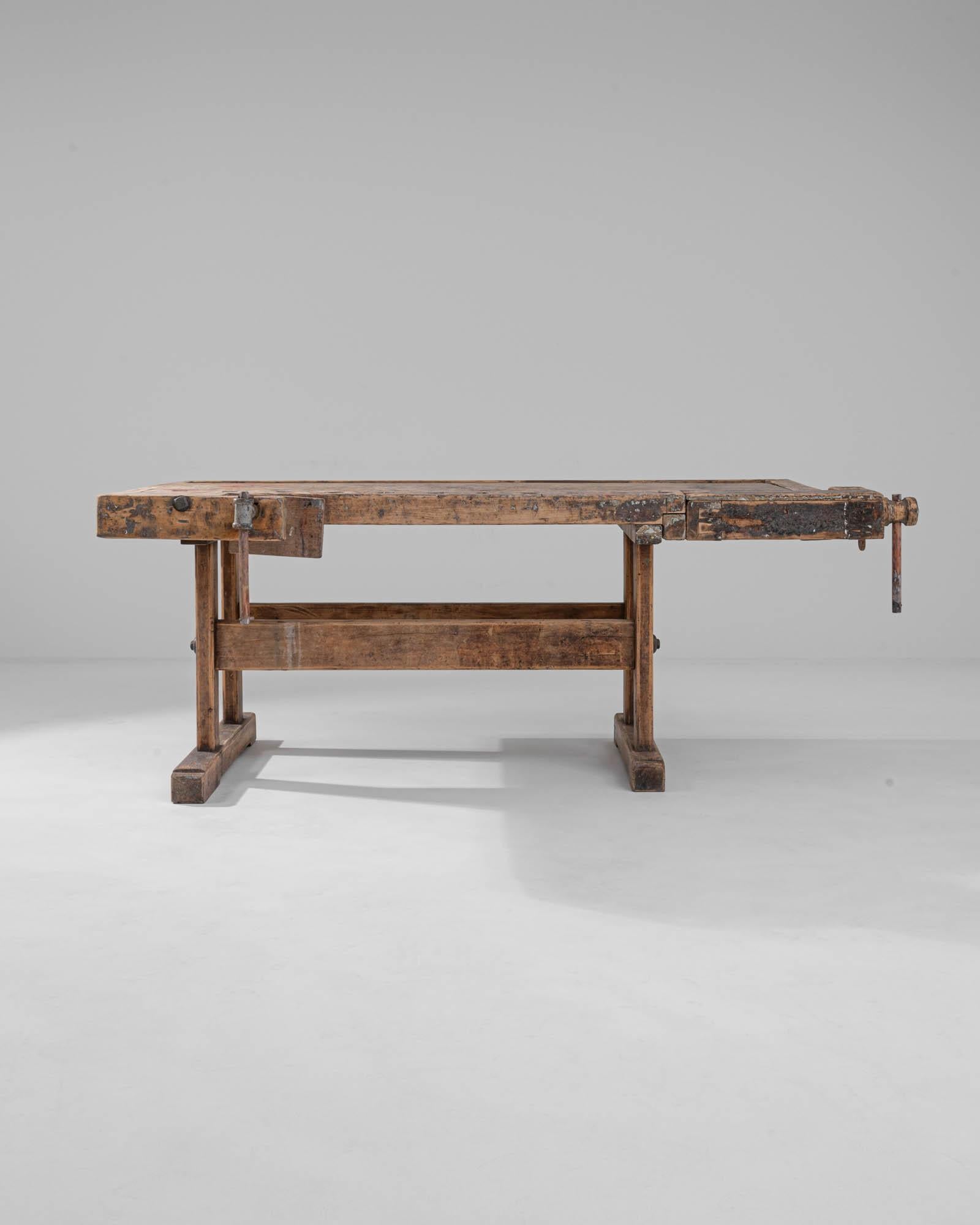 Industrial 20th Century Central European Wooden Work Table For Sale