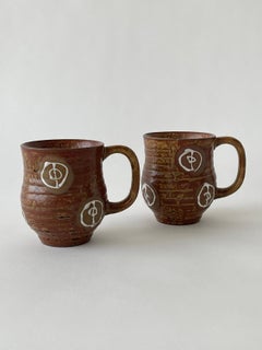 20th Century Ceramic Abstract Painted Mug Set