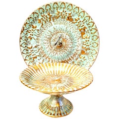 20th Century Ceramic and 22-Karat Gold Serving Pieces by Stangl, Set of 2