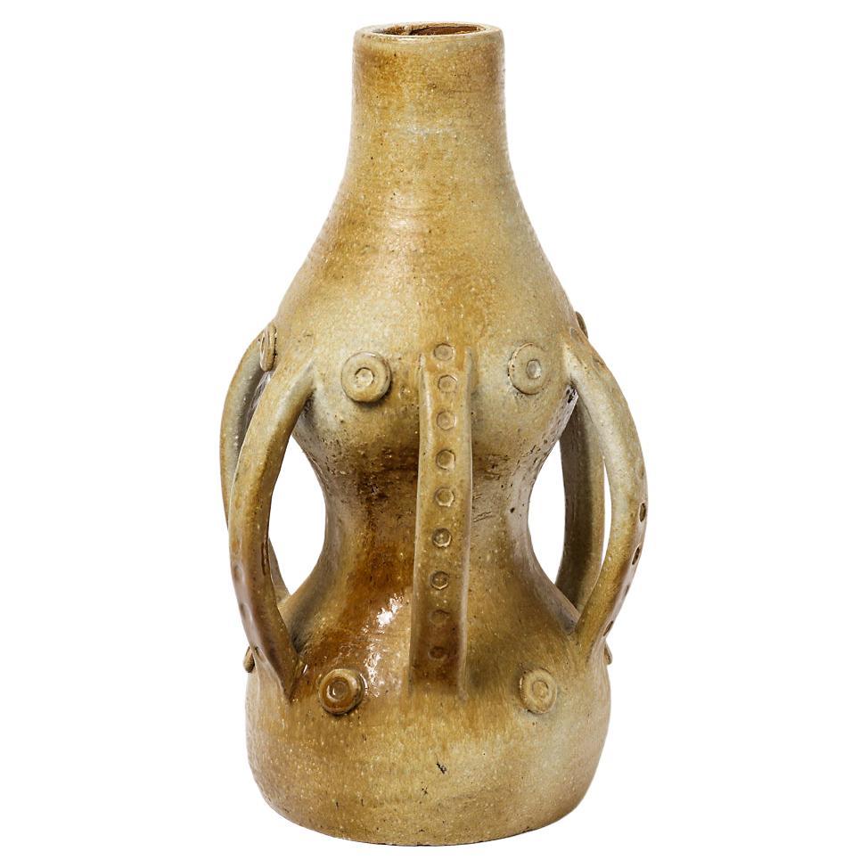 Lampada da tavolo con base in ceramica del XX secolo dell'artista francese Vallauris AM 1950