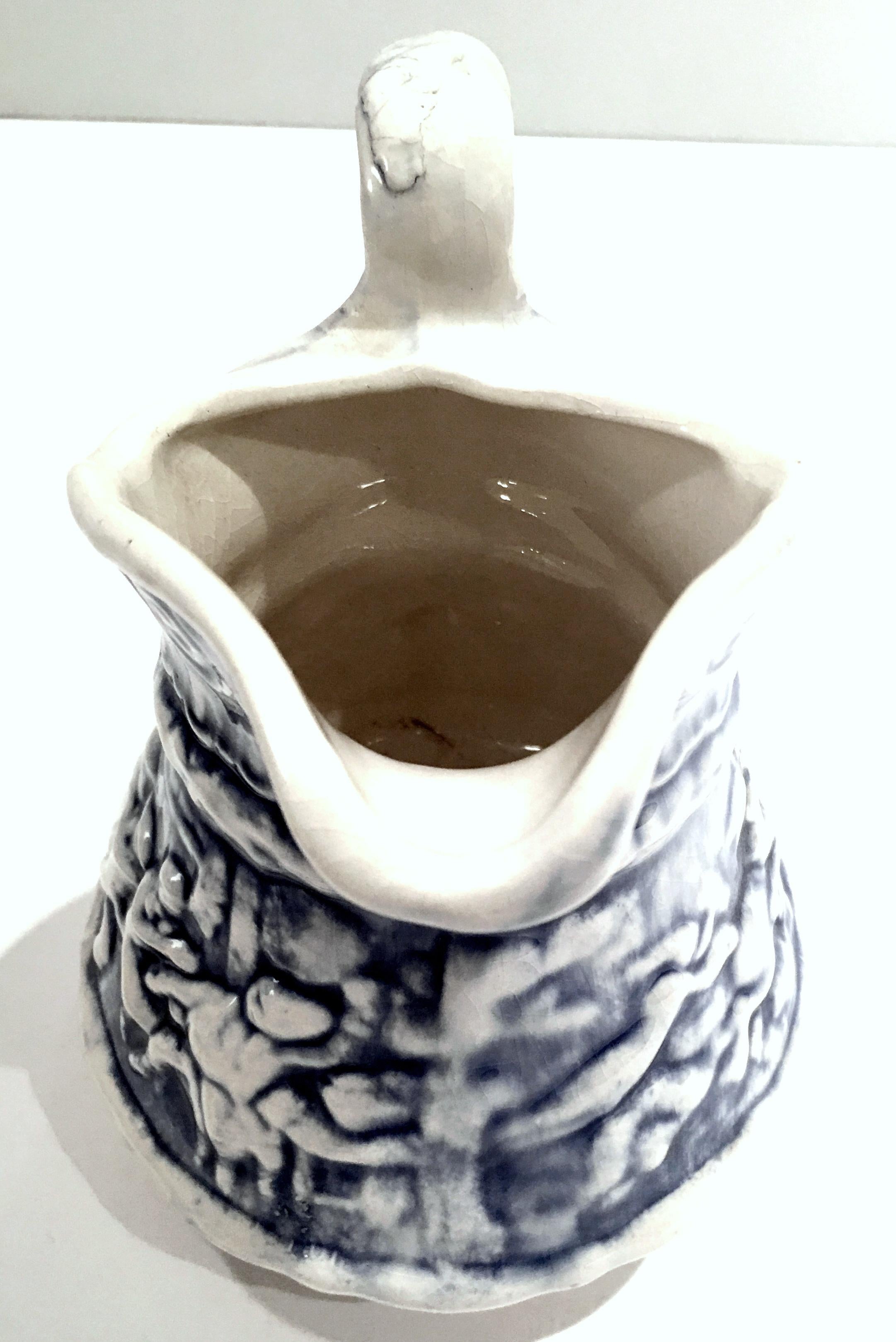 20th Century Ceramic Blue and White Pitcher and Basin In Good Condition In West Palm Beach, FL