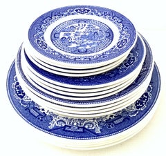 20th Century Ceramic "Blue Willow" Dinnerware by, Royal China Set of 16