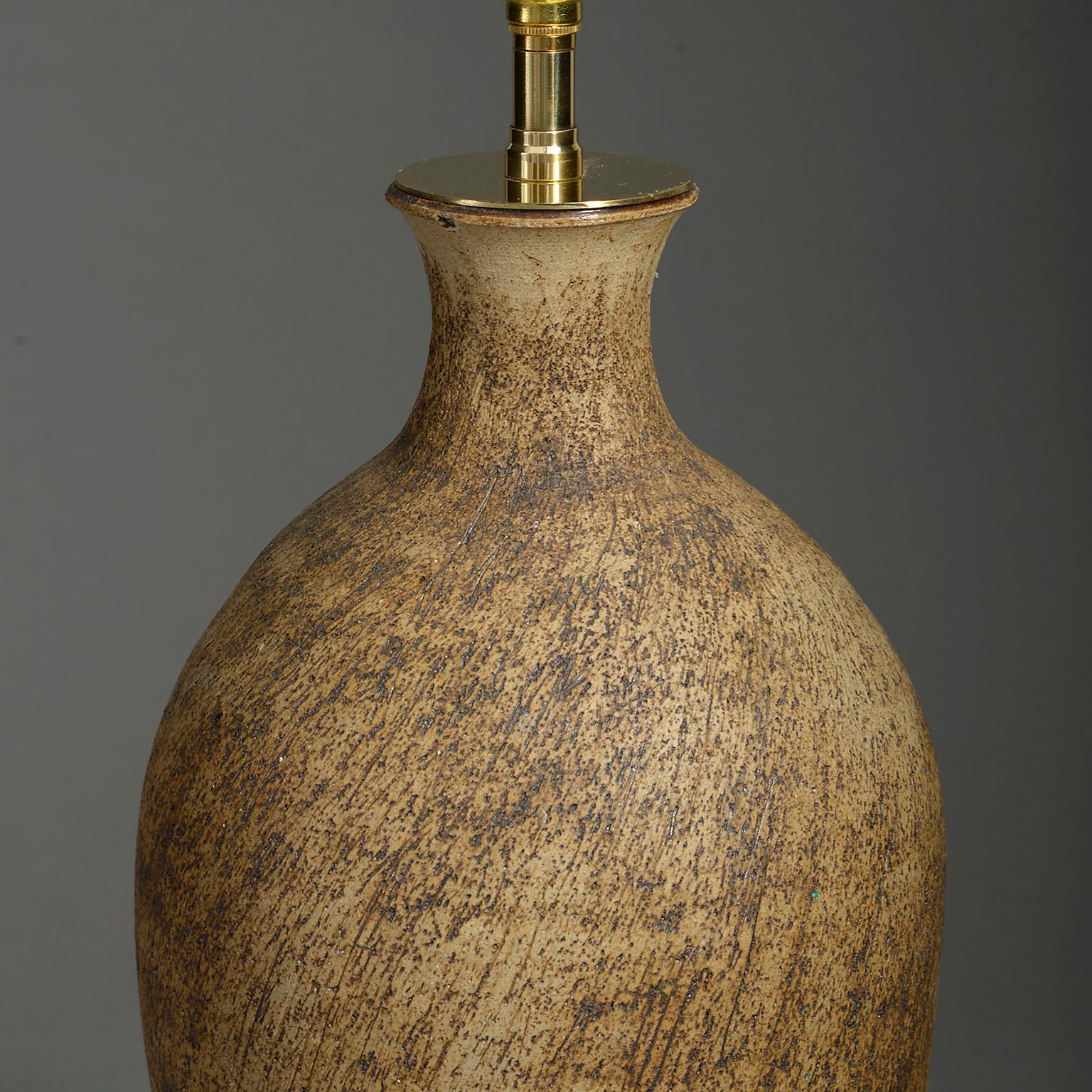 Rustic 20th Century, Ceramic Bottle Lamp For Sale
