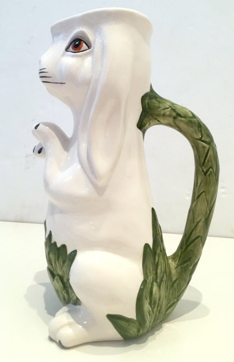 20th Century Ceramic Bunny Rabbit Beverage Pitcher by Mottahedeh ...