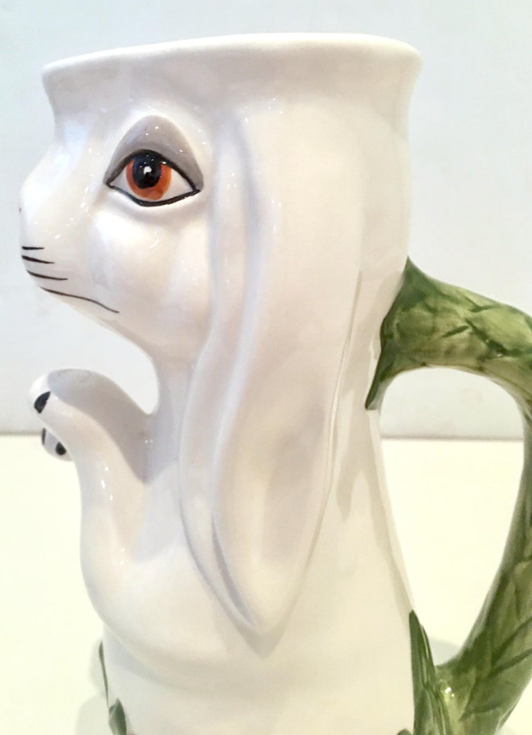 20th Century Ceramic Bunny Rabbit Beverage Pitcher by Mottahedeh ...