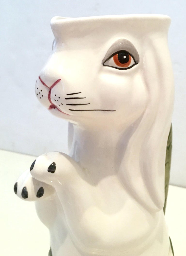 20th Century Ceramic Bunny Rabbit Beverage Pitcher by Mottahedeh ...