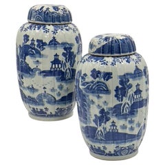 20th century Ceramic Chinese Melon Jars, Pair
