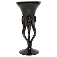20th Century Ceramic Glass Black Candlestick, France, 1960s