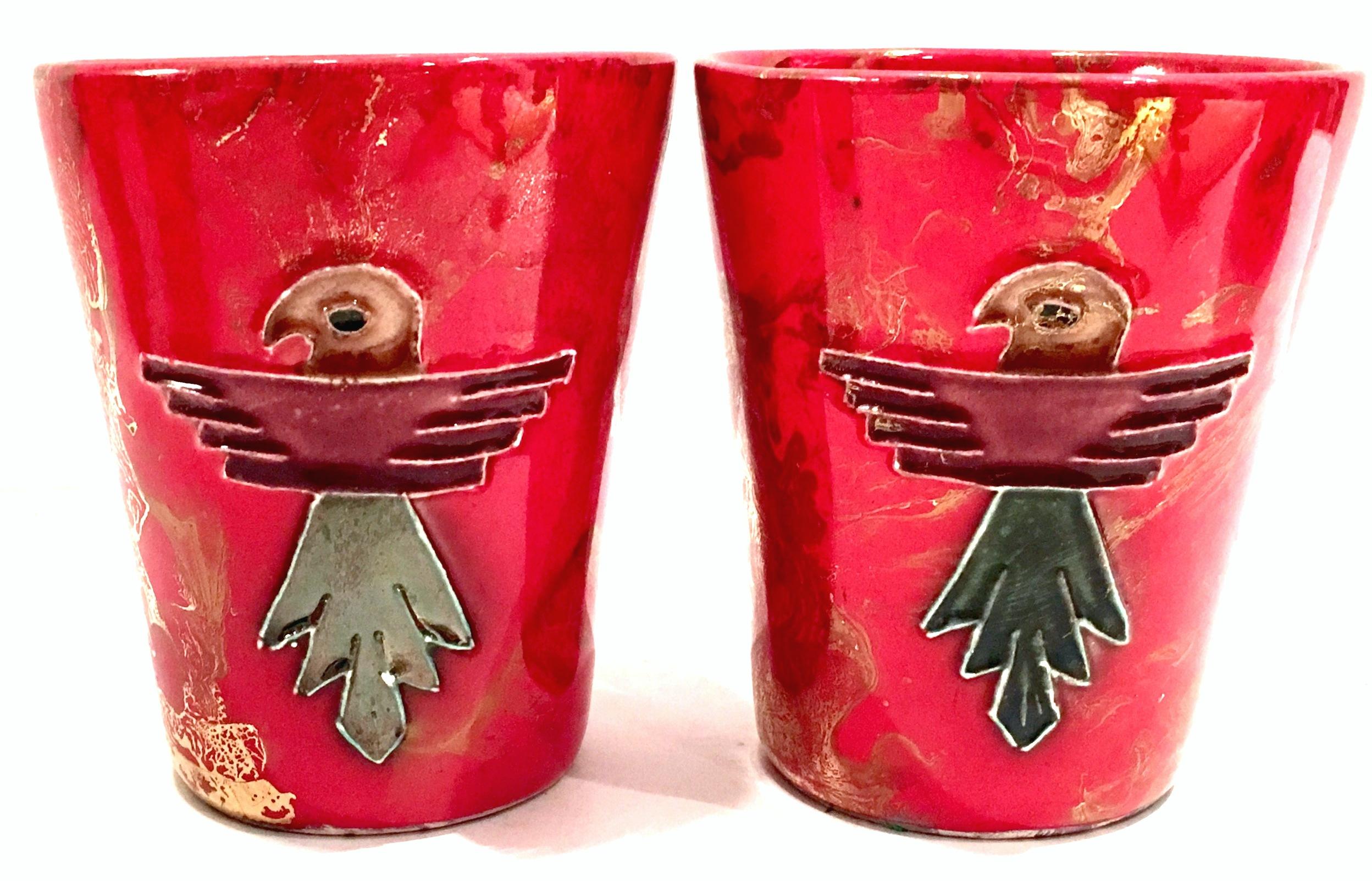 20th Century Ceramic Glaze Thunderbird Drinks Set Of 5 By, Arizona Pottery-USA 4