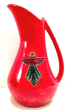 20th Century Ceramic Glaze Thunderbird Drinks Set of 5 by, Arizona Pottery, USA